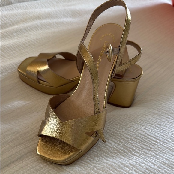 Elegant Gold Block Heel Sandals (comfort, from Spain) - Picture 1 of 10